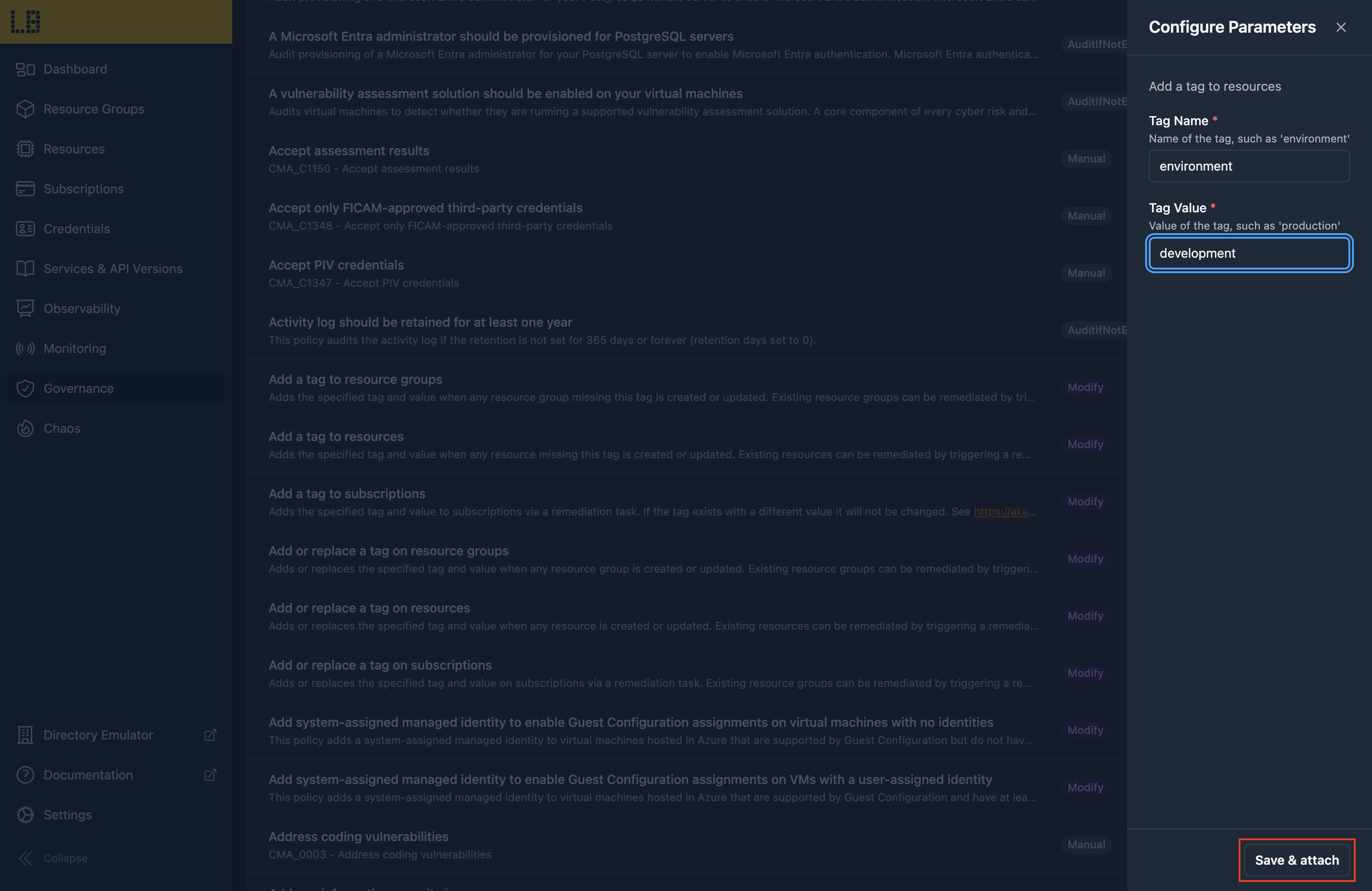Screenshot of assigning a policy within the Locally Dashboard