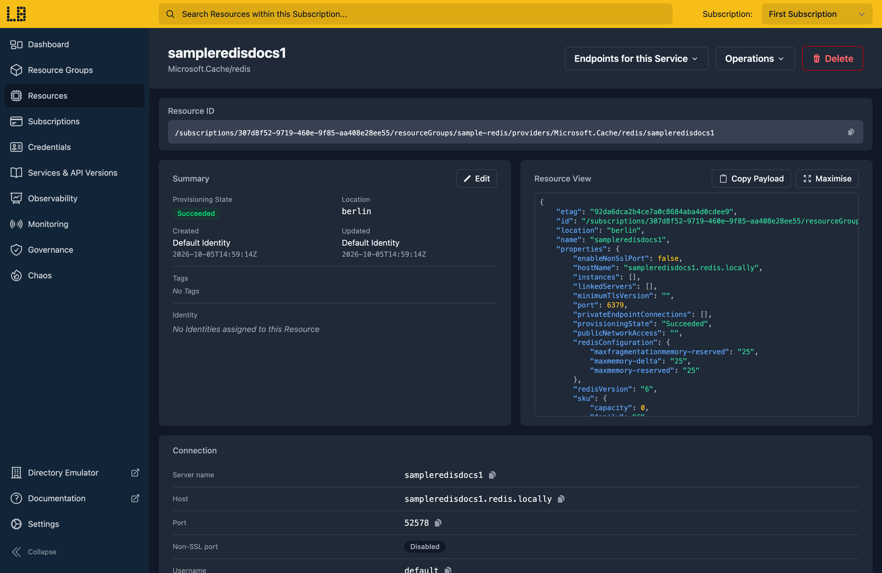 Screenshot of the cache in the Locally Dashboard