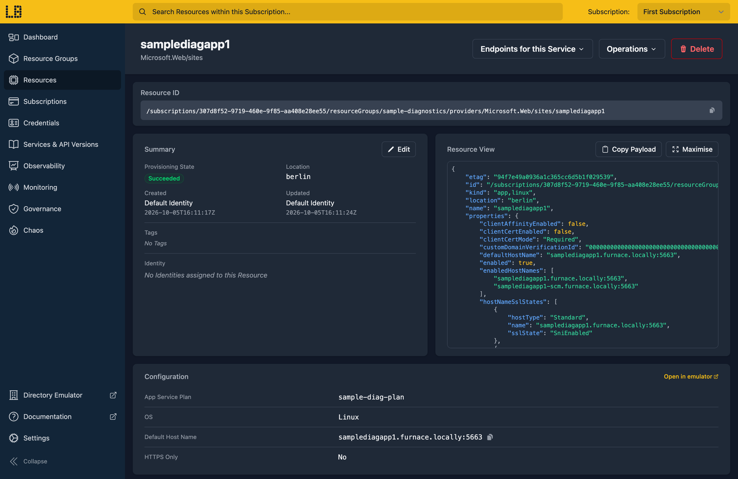 Screenshot of the Web App in the Locally Dashboard