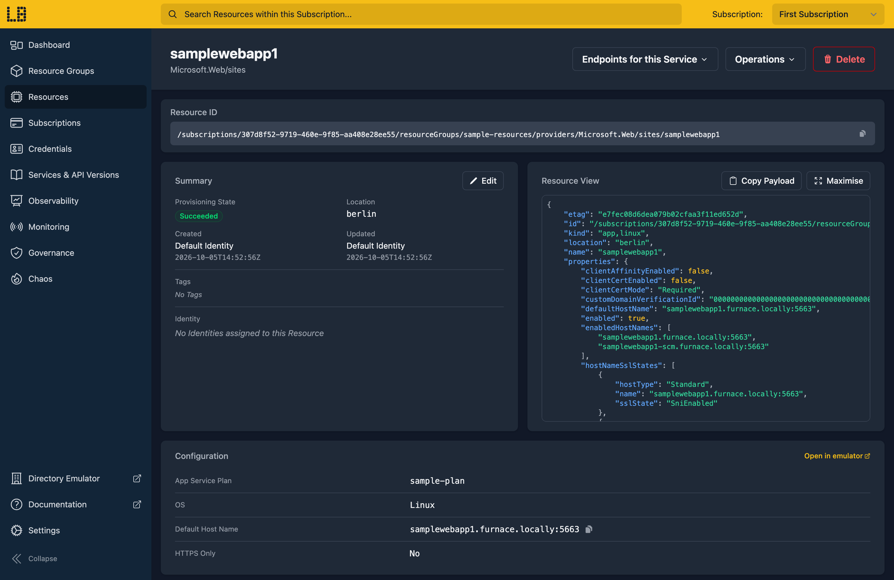 Screenshot of the Web App in the Locally Dashboard