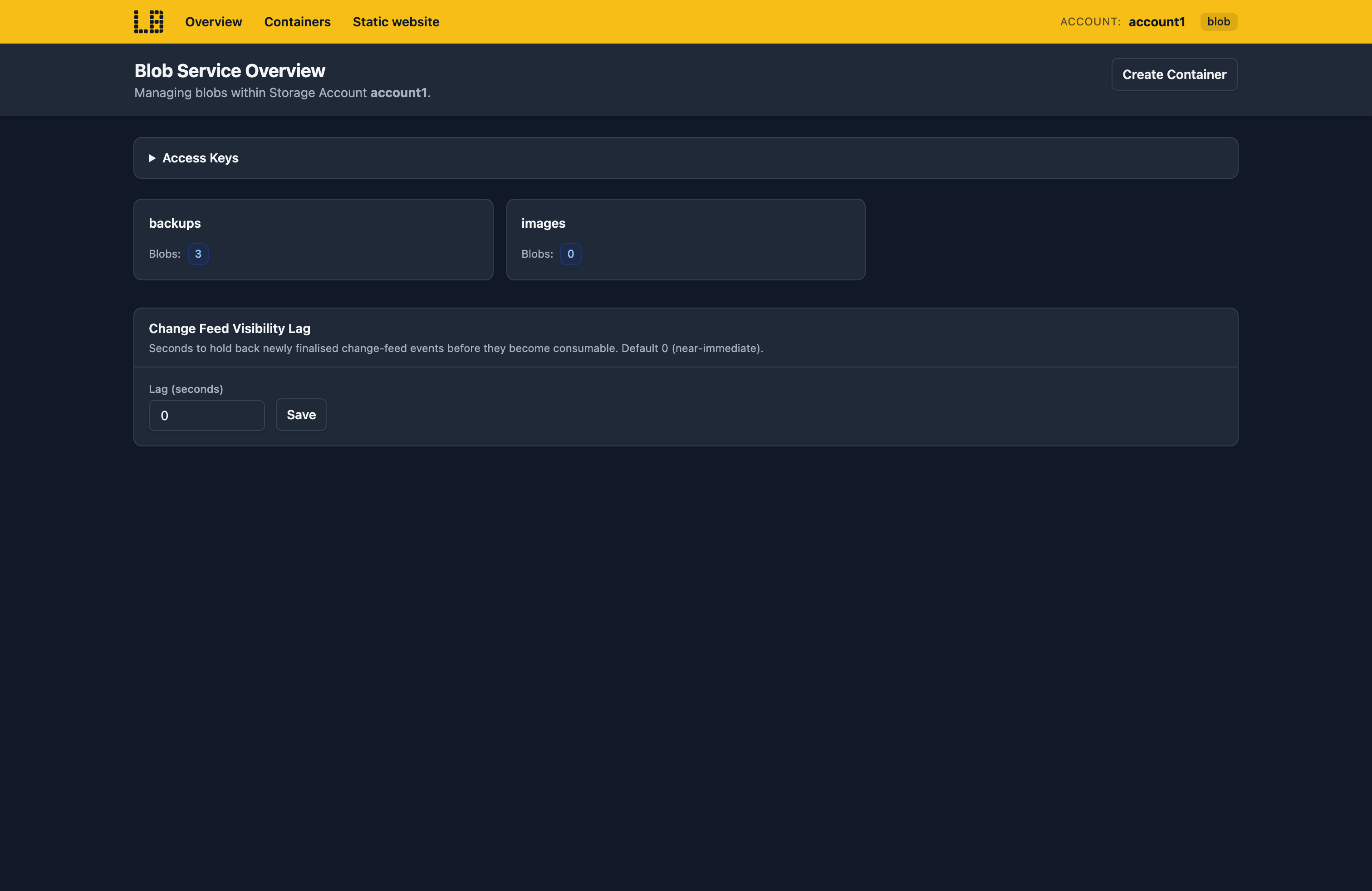 Screenshot of the Storage Emulator